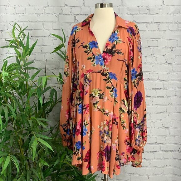 Umgee Salmon w/ Floral Pattern Oversized Dress - Picture 10 of 10